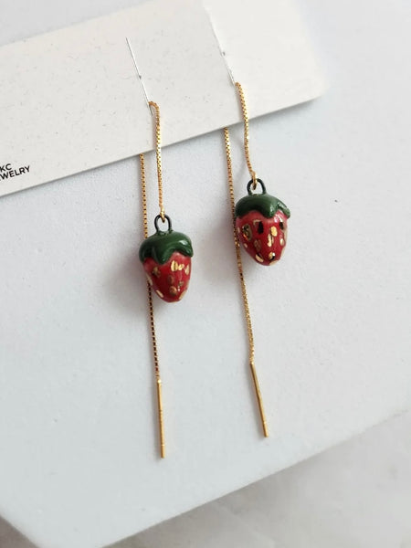 Strawberry Threader Earrings