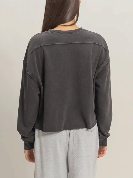 Mottled & Mineral Crop Tee in Black