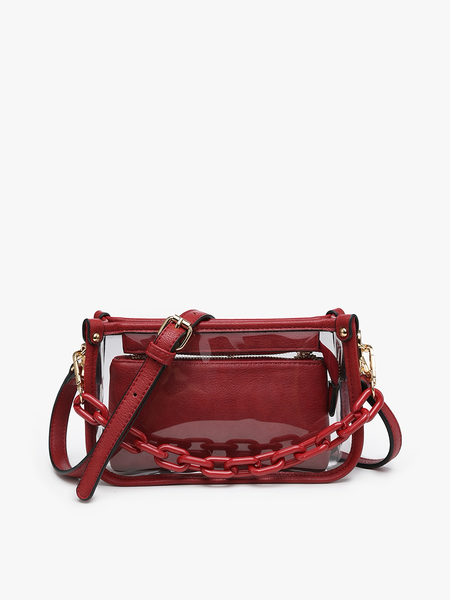 In The Clear Stadium Bag in Crimson