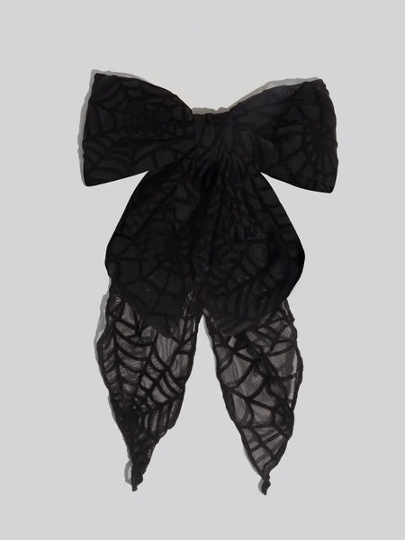Oversized Bow Hair Clip in Spiderweb