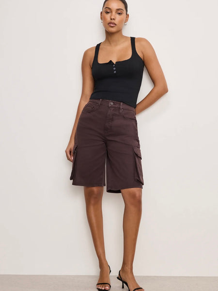 Pointelle Henley Tank Top in Black