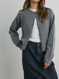 It's All About The Buttons Cardi in Grey