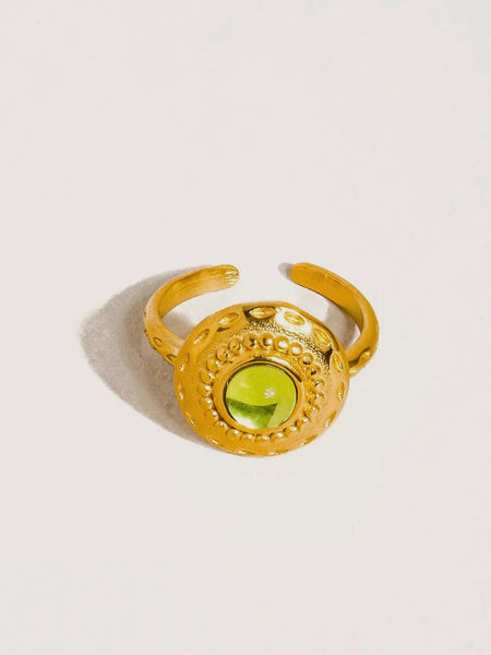 Malin Round Stone Ring in Green