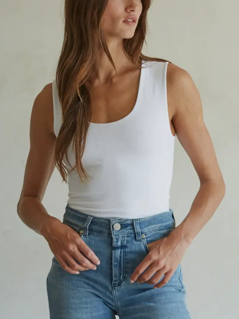Doubled Up Tank in White