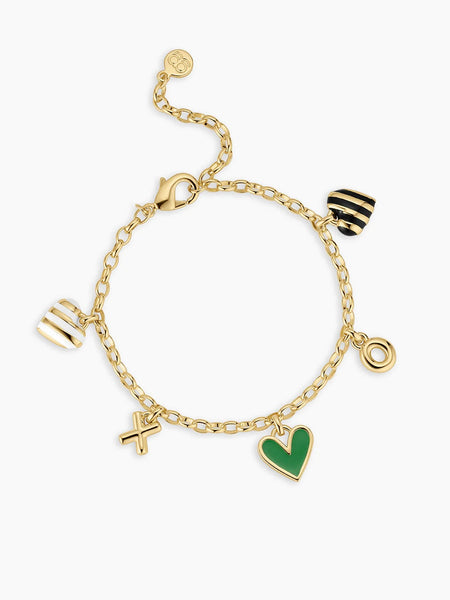 Campbell Heart Charm Bracelet in Green