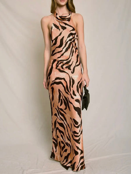 Wild Streak Halter Dress in Tiger