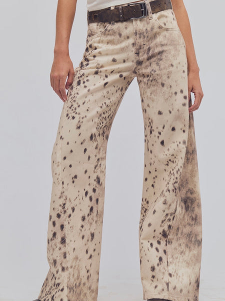Alter Ego Wide Leg Jean in Snow Leopard