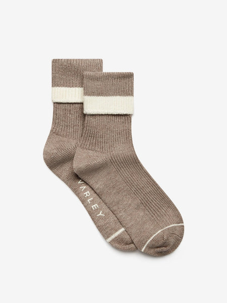 Kerry Plush Roll Top Sock in Sand Marl/Egret