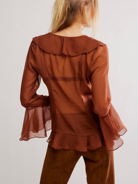 Bali Tulula Chiffon Blouse in Umber Earth Combo
