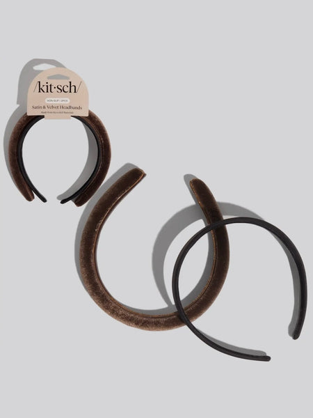 Black & Chocolate Satin & Velvet Headbands