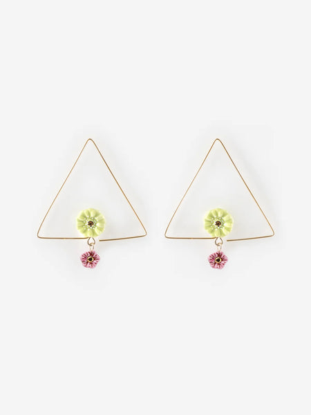 Flower Triangle Hoop Earrings