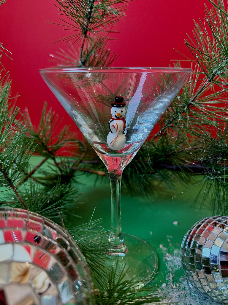 Holiday Icon Martini Glass in Snowman