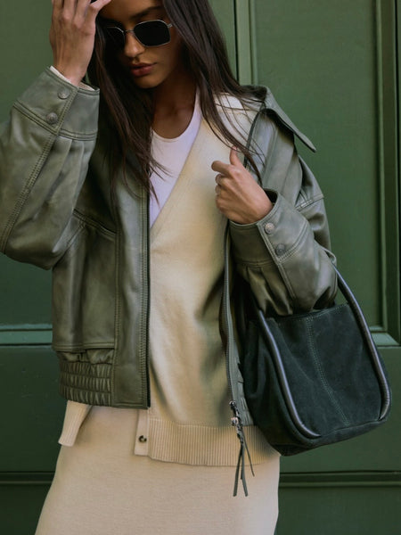 Barlow Bucket Bag in Dark Olive