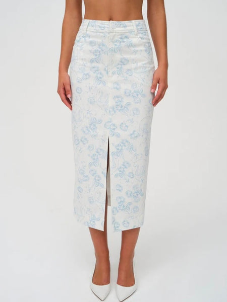 Cassandra Maxi Skirt in Blue Print