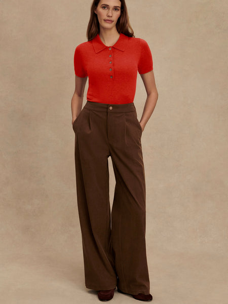 Toni Polo Knit Tee in Poinsettia