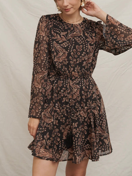 Paisley & Printed Dress in Black