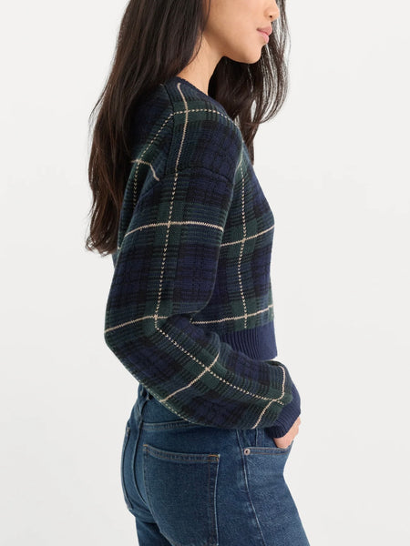 The Jacquard Cardigan in Forest Plaid