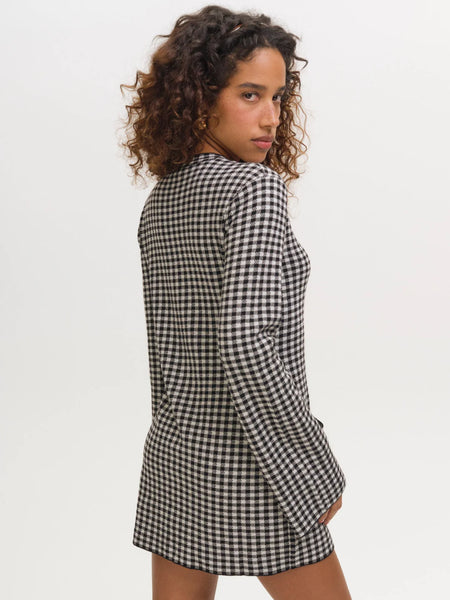 Gingham Knit Jacket in Black