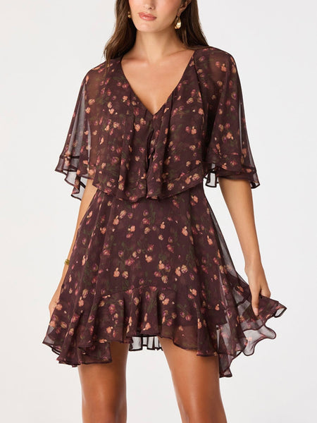 Lilah Dress in Eggplant Floral