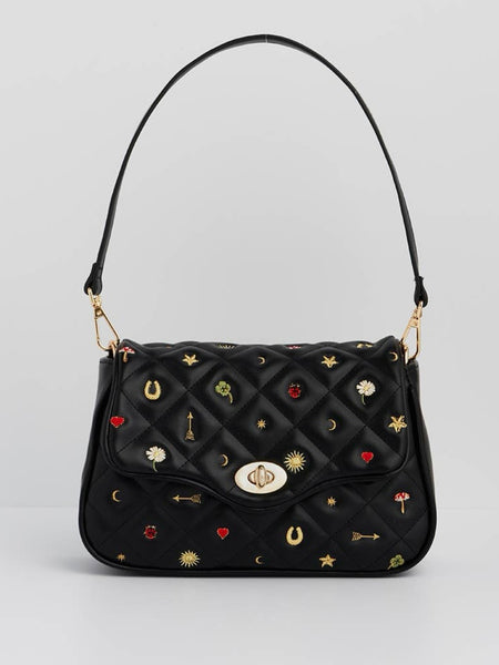 Mary Motif Quilted Crossbody Clutch