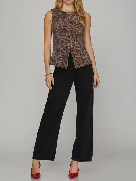 Vest Intentions Top in Leopard