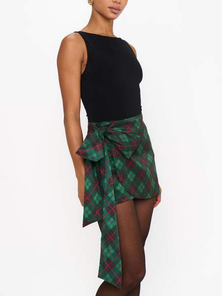 Iva Bow Skirt in Mistletoe Plaid