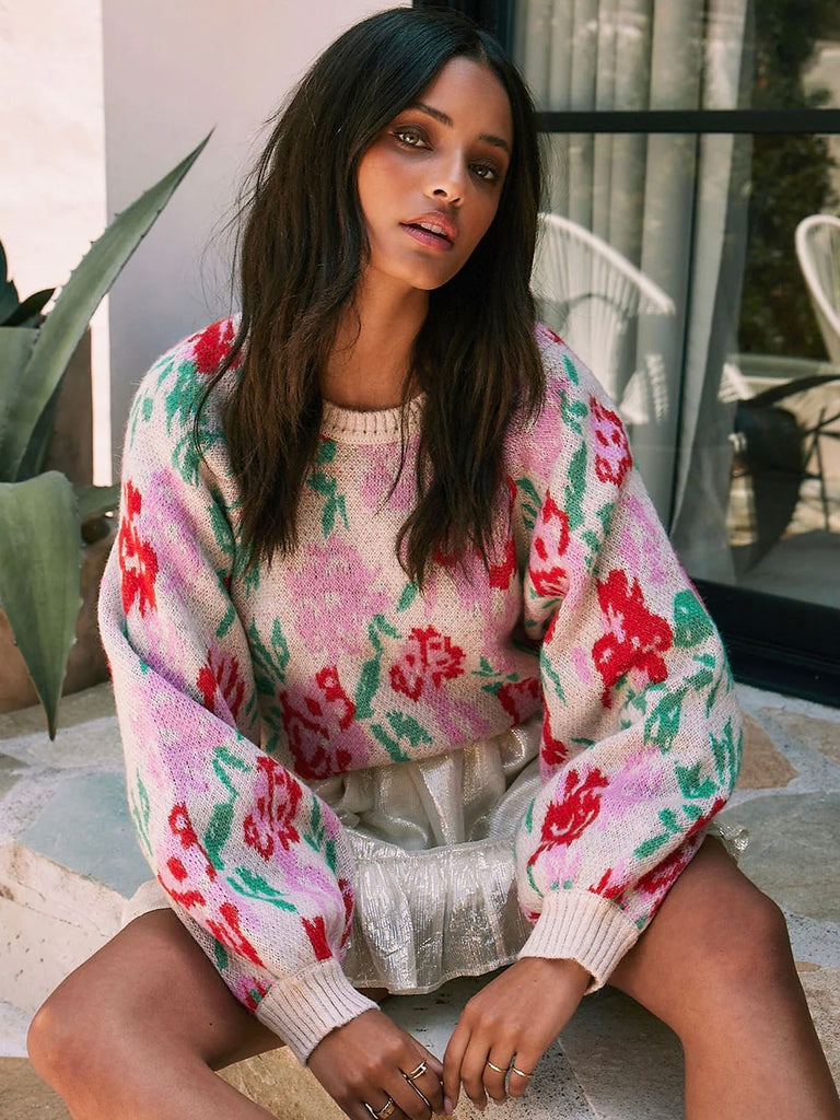 Noble Sweater in Multi Floral
