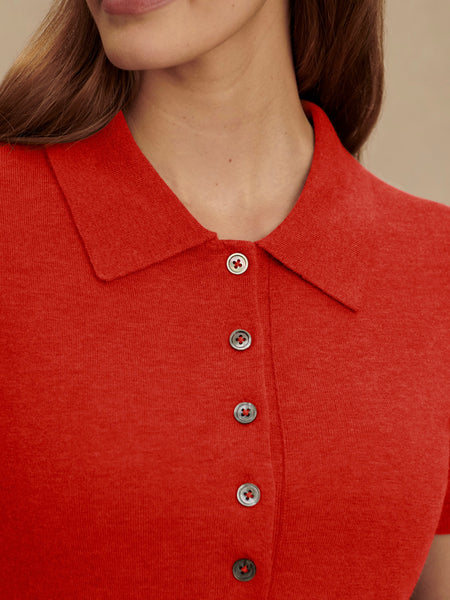 Toni Polo Knit Tee in Poinsettia