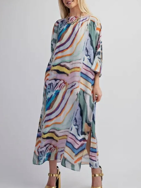 Living In A Rainbow Kaftan Dress in Multi