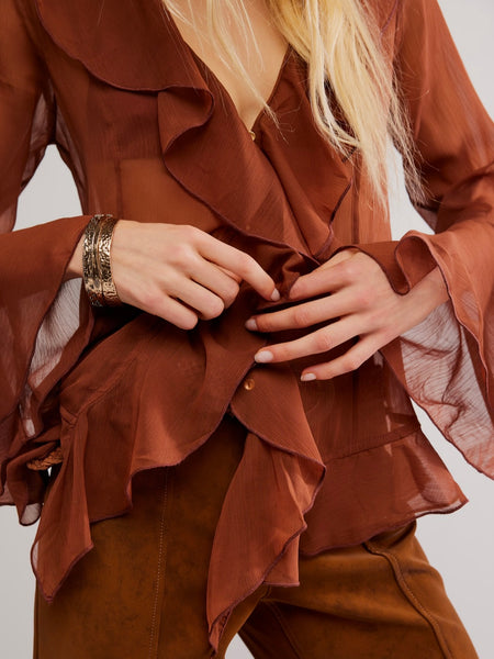 Bali Tulula Chiffon Blouse in Umber Earth Combo