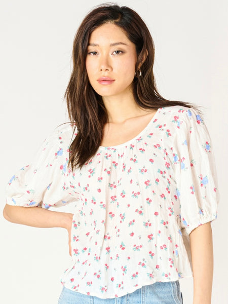 Don't Be Ditsy Floral Top in White
