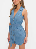 Fairfield Vest Dress in Gusty Blue