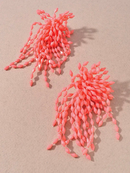 Confetti Fringe Earrings in Peach