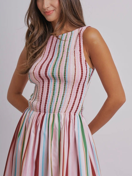 Under The Big Top Maxi Dress in Multi Stripe