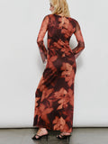 Wine Down Floral Maxi Dress in Burgundy
