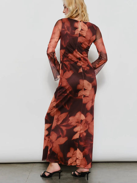 Wine Down Floral Maxi Dress in Burgundy