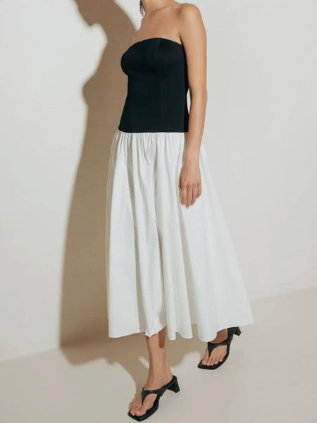 Clean & Classy Strapless Dress in Black & White