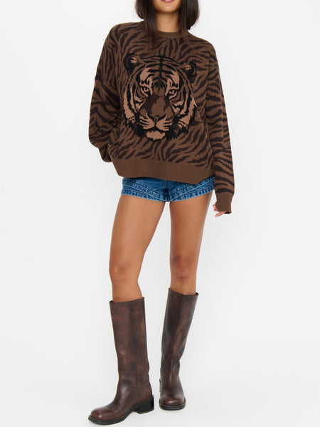 Seasons Sweater in Wild Tiger Graphic Knit