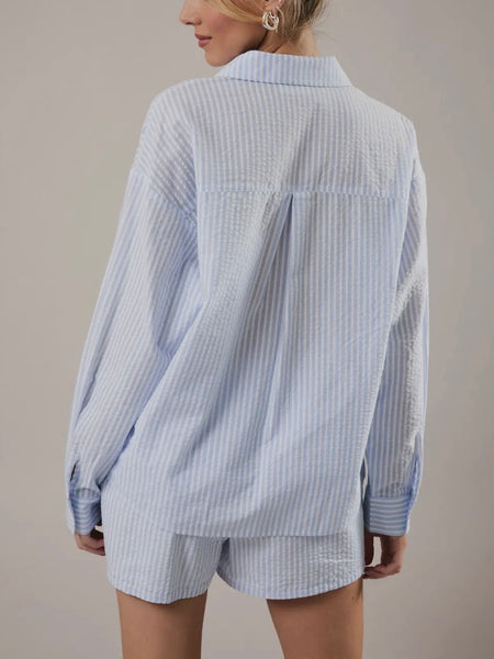 Lobster Love Button Up in Blue