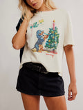 Merry Meowy Tee in Ivory Combo