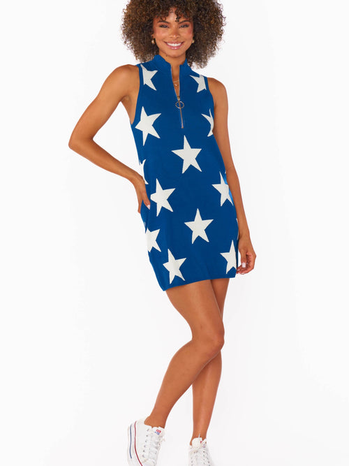 Zoe Zip Dress in Navy Stars Knit