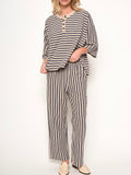 Flynn Stripe Pant in Navy & Taupe