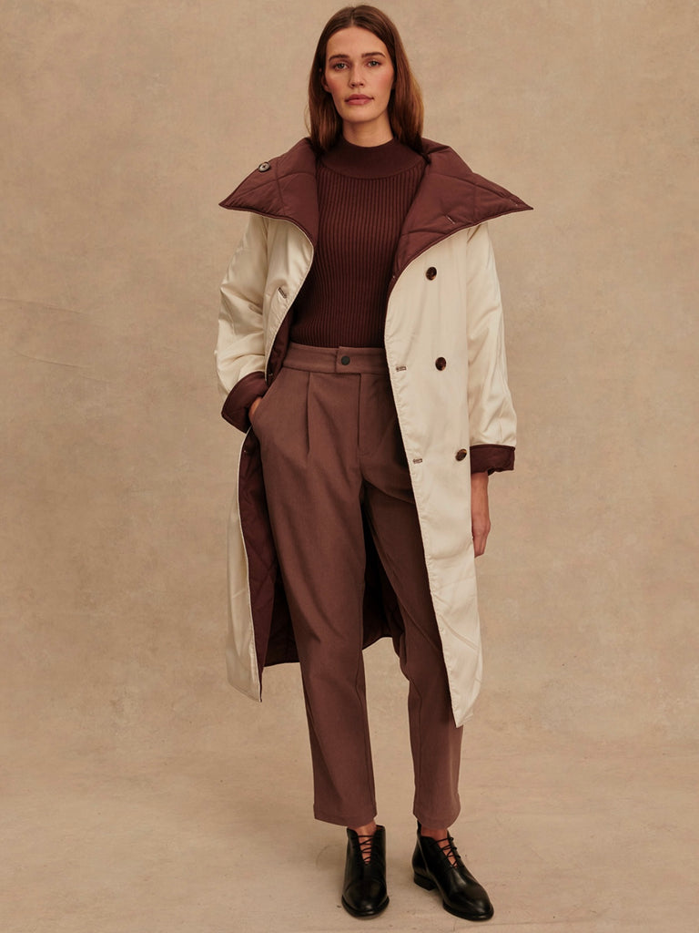 Annalise Reversible Wrap Coat in Deep Mahogany