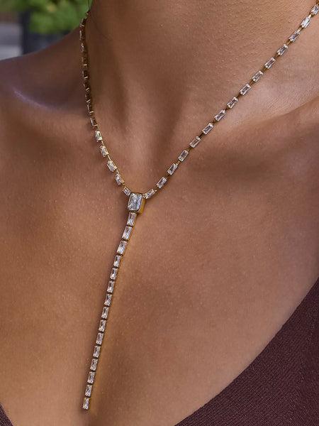 Cieline CZ Lariat Necklace