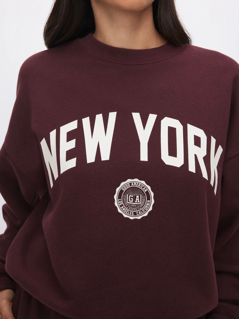 Brushed Fleece Graphic Crew Sweatshirt New York