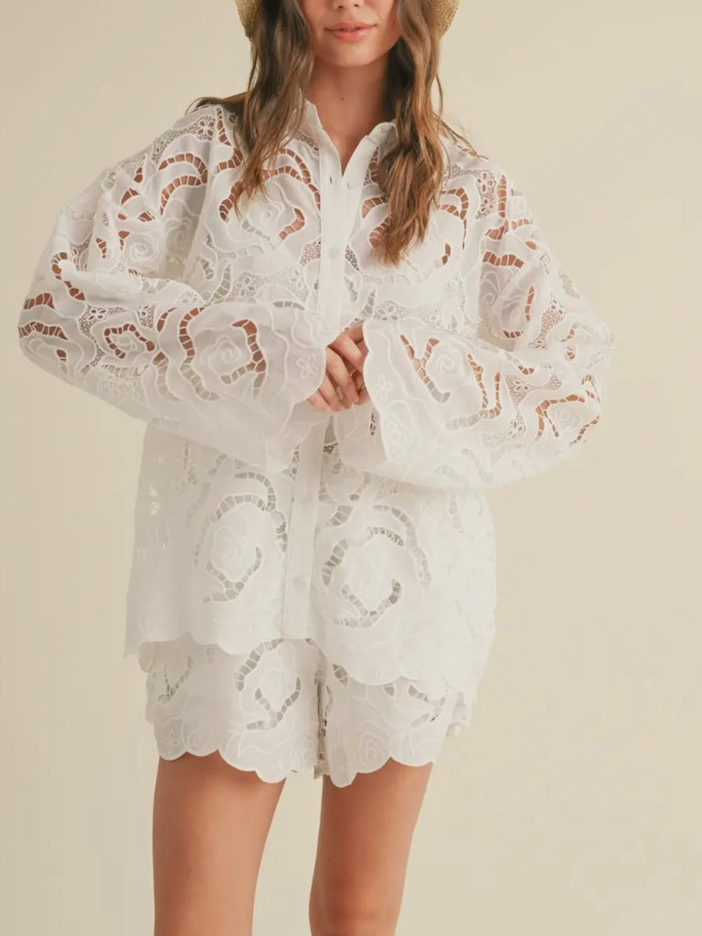 Evening Eyelet Shirt in White