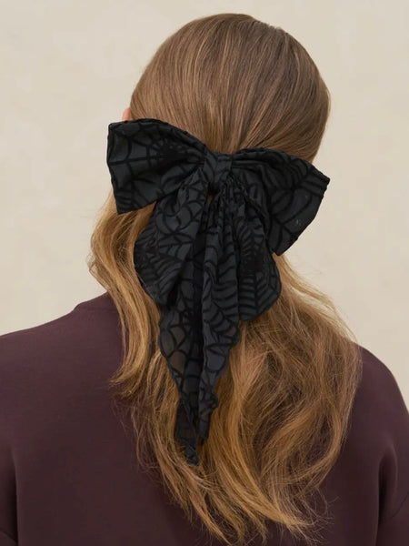 Oversized Bow Hair Clip in Spiderweb