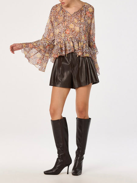Margaery Top in Brown Floral