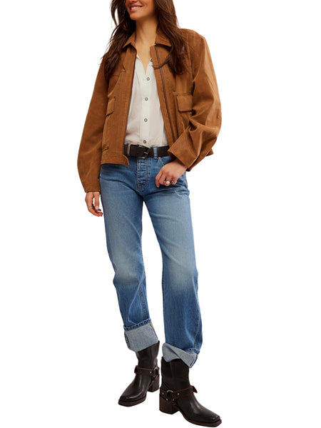 Blair Vegan Suede Jacket in Caramel Cafe