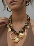 Oversized Charm Bandana Necklace in Leopard